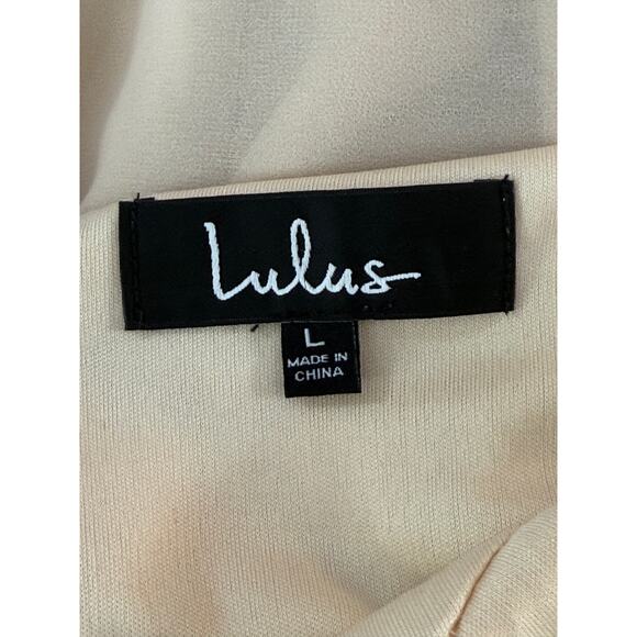 Lulus Butterfly With Me Slit Short Sleeves Georgette Falls Peach Dress Size L - Picture 9 of 11